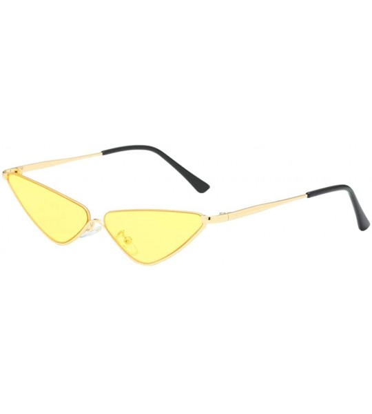 Round Sunglasses Small Round Metal Frame Cat Eye Candy Color Unisex Sun Glasses - Yellow - CK18Q82EC84 $17.71