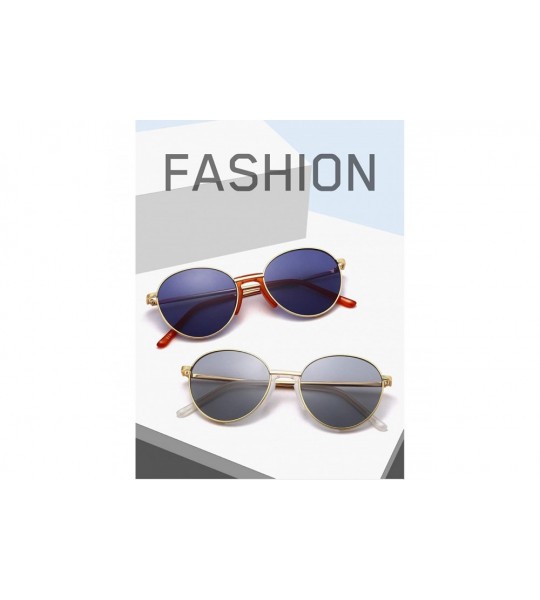 Round Retro metal round sunglasses fashion men and women general UV400 Classic glasses - Tea-black - CI18XKXU984 $40.28