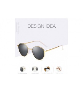 Round Retro metal round sunglasses fashion men and women general UV400 Classic glasses - Tea-black - CI18XKXU984 $40.28