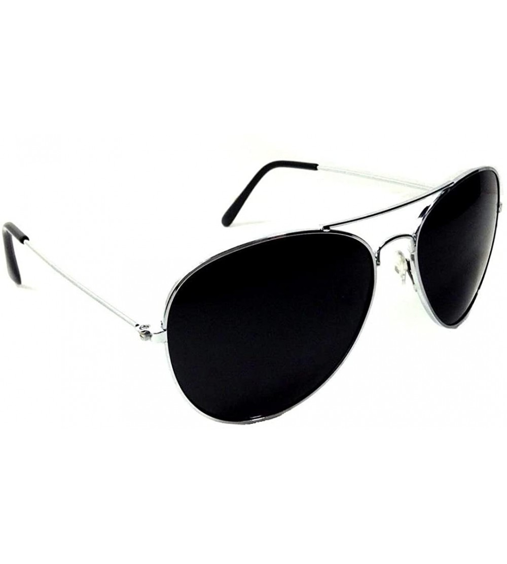 Aviator Black & Gold Pilot Aviator Sunglasses - Black & Silver - CK122YCN7W1 $20.10