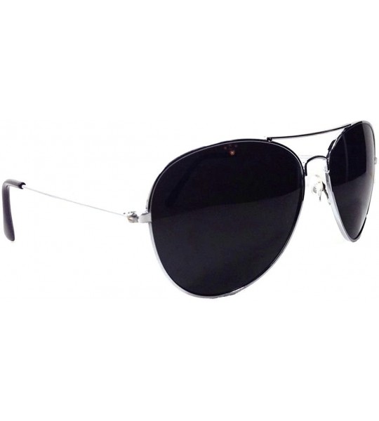 Aviator Black & Gold Pilot Aviator Sunglasses - Black & Silver - CK122YCN7W1 $20.10