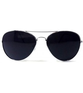 Aviator Black & Gold Pilot Aviator Sunglasses - Black & Silver - CK122YCN7W1 $20.10