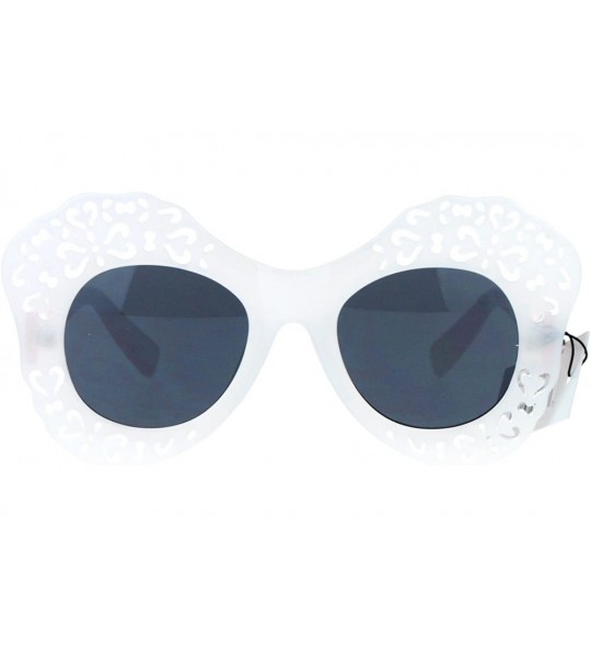 Butterfly Womens Diecut Lace Plastic Butterfly Mask Sunglasses - White - CC12DI9C9NH $18.78