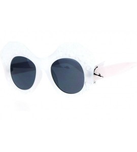 Butterfly Womens Diecut Lace Plastic Butterfly Mask Sunglasses - White - CC12DI9C9NH $18.78