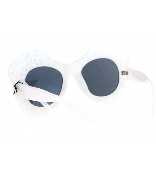 Butterfly Womens Diecut Lace Plastic Butterfly Mask Sunglasses - White - CC12DI9C9NH $18.78