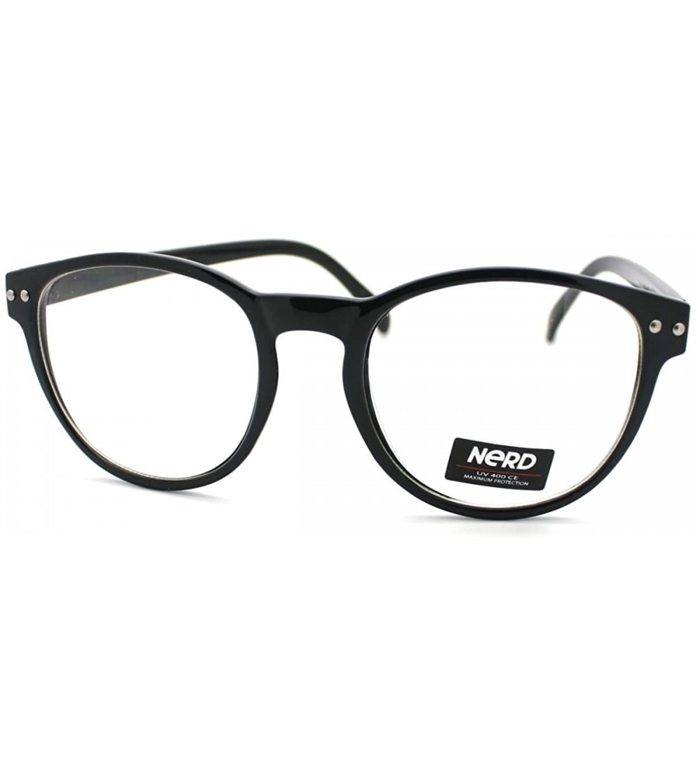 Round Nerdy Round Horn Rimmed Clear Lens Fashion Eye Glasses - Black - C211YJZ1O0J $17.82