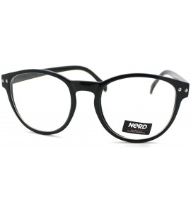 Round Nerdy Round Horn Rimmed Clear Lens Fashion Eye Glasses - Black - C211YJZ1O0J $17.82