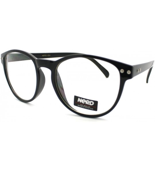 Round Nerdy Round Horn Rimmed Clear Lens Fashion Eye Glasses - Black - C211YJZ1O0J $17.82