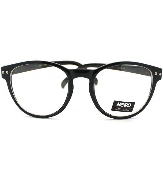 Round Nerdy Round Horn Rimmed Clear Lens Fashion Eye Glasses - Black - C211YJZ1O0J $17.82