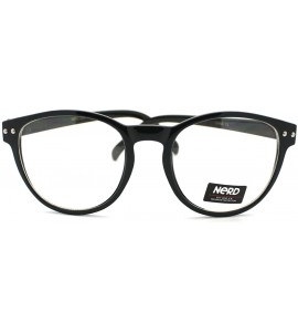 Round Nerdy Round Horn Rimmed Clear Lens Fashion Eye Glasses - Black - C211YJZ1O0J $17.82