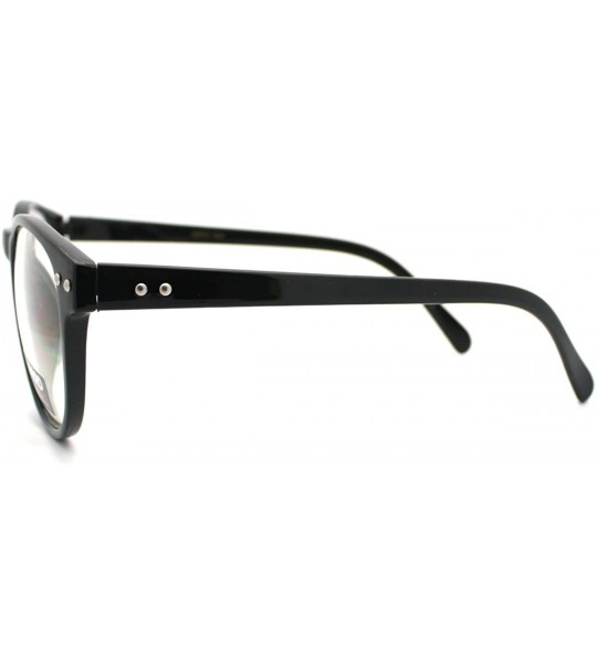 Round Nerdy Round Horn Rimmed Clear Lens Fashion Eye Glasses - Black - C211YJZ1O0J $17.82