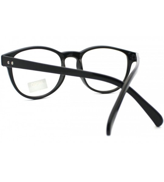 Round Nerdy Round Horn Rimmed Clear Lens Fashion Eye Glasses - Black - C211YJZ1O0J $17.82