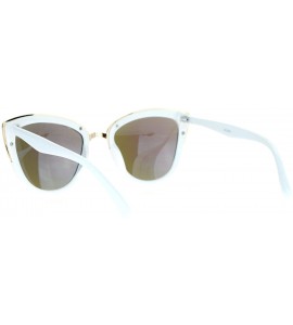 Square Womens Sunglasses Stylish Retro Fashion Butterfly Frame Color Mirror Lens - White Gold (Teal Mirror) - CT1896ZT48E $19.75