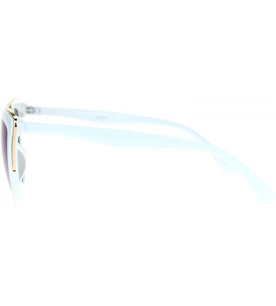 Square Womens Sunglasses Stylish Retro Fashion Butterfly Frame Color Mirror Lens - White Gold (Teal Mirror) - CT1896ZT48E $19.75