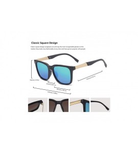 Square Square Oversized Polarized Sunglasses Vintage Men Women Shades - Blue Lens/Black Frame - CQ1945YWRCH $24.16