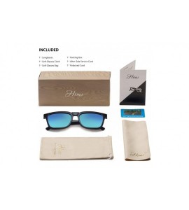 Square Square Oversized Polarized Sunglasses Vintage Men Women Shades - Blue Lens/Black Frame - CQ1945YWRCH $24.16