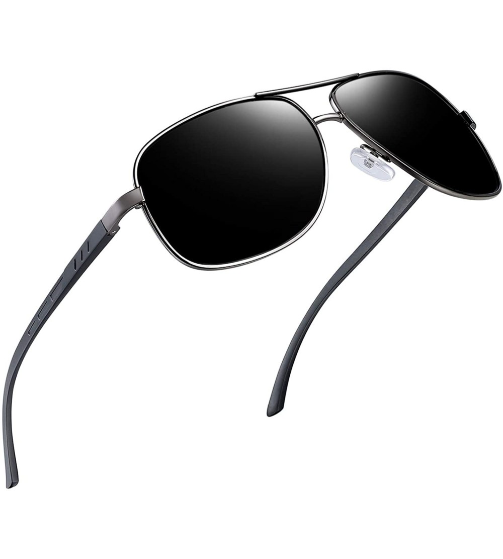 Sport Polarized Sunglasses for Men- Lightweight Metal Frame Driving Mens Sunglasses - Gun Al-mg - CG18S8UUDO0 $23.44