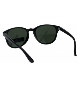 Round Womens Polarized Lens Sunglasses Classic Round Horn Rim Fashion - Black (Green) - C718NQ8NMGQ $22.10