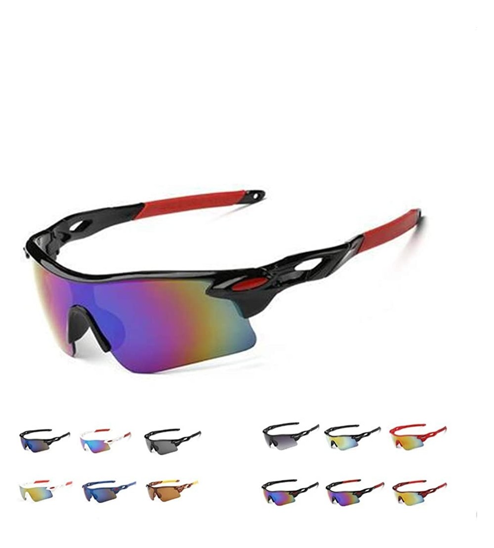 Semi-rimless Polarized Sunglasses Men Explosion Proof Baseball - Black Frame Red - C6190DZ5R0T $24.30