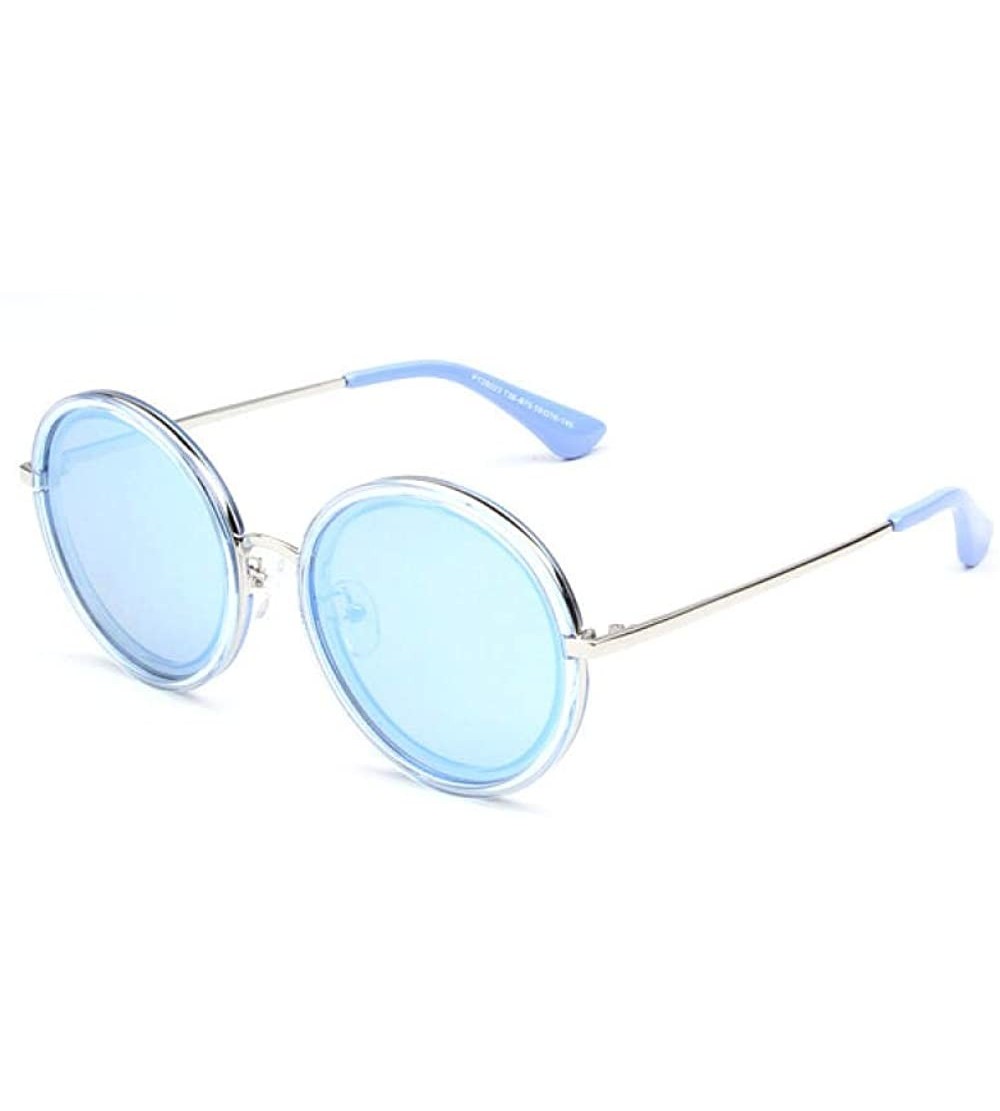 Round Women's sunglasses retro round frame sunglasses sunglasses big face personality sun sunglasses - Blue - C818X4R4X7K $95.20