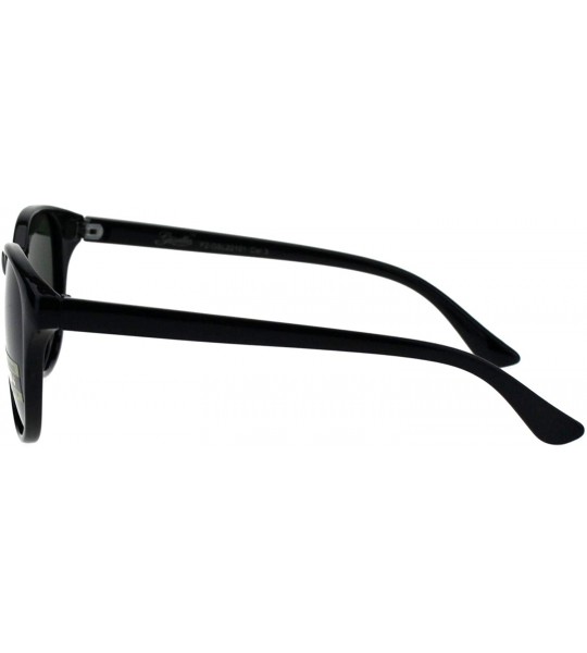 Round Womens Polarized Lens Sunglasses Classic Round Horn Rim Fashion - Black (Green) - C718NQ8NMGQ $22.10