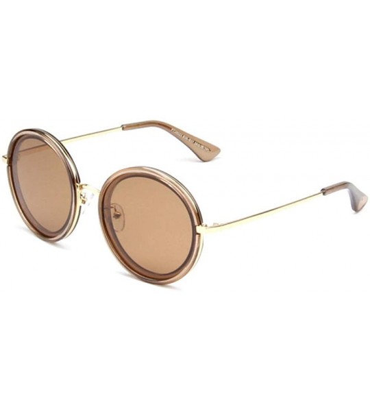 Round Women's sunglasses retro round frame sunglasses sunglasses big face personality sun sunglasses - Blue - C818X4R4X7K $95.20