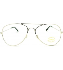 Aviator Clear Lens Glasses Unisex Thin Metal Aviator Eyeglasses Frame - Silver - CN11IELOE3N $19.66
