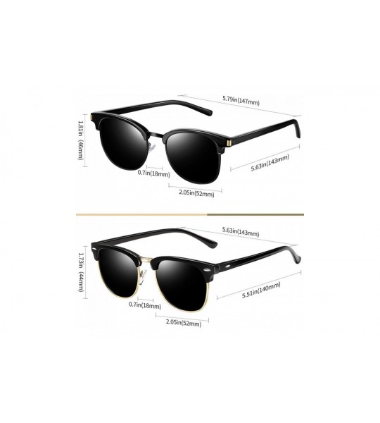 Semi-rimless Semi Rimless Polarized Sunglasses Women Men Retro Brand Sun Glasses - Gloss Black+classic All Black - CE196Z6KGX...