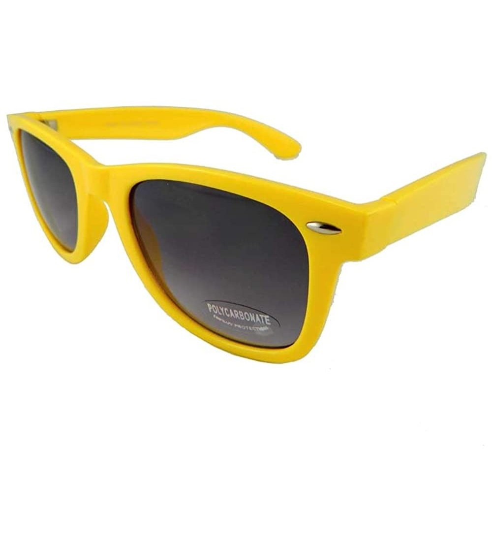 Wayfarer New Promotional Budget Wayfarer Retro Sunglasses - Neon Pastel with Grey Lens - Yellow - CR11F4HLXZR $20.44