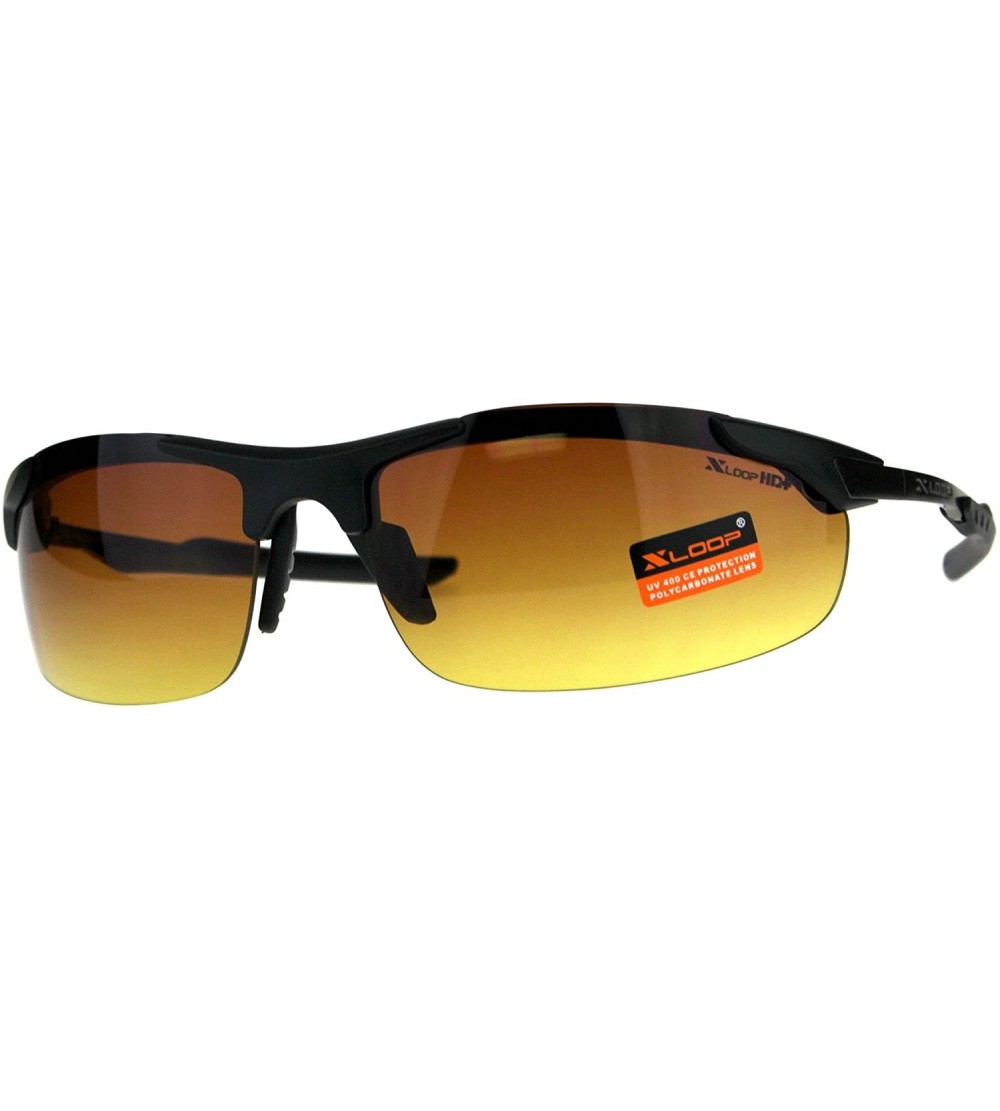 Rimless Xloop HD Lens Sunglasses High Definition Mens Half Rim Wrap Around - Matte Black - CH18E65UZM4 $19.85