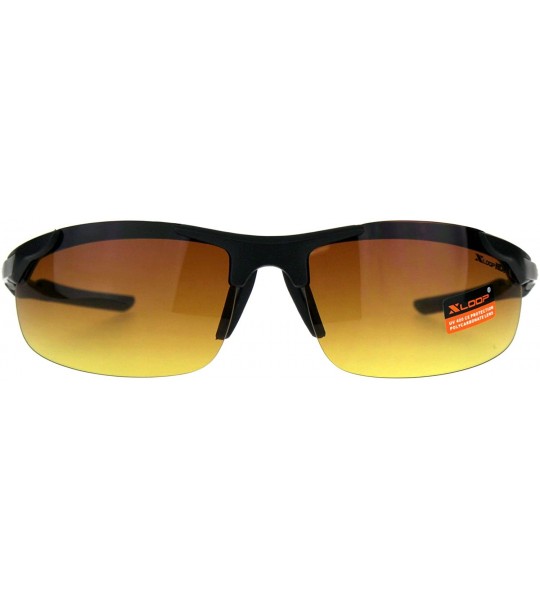 Rimless Xloop HD Lens Sunglasses High Definition Mens Half Rim Wrap Around - Matte Black - CH18E65UZM4 $19.85