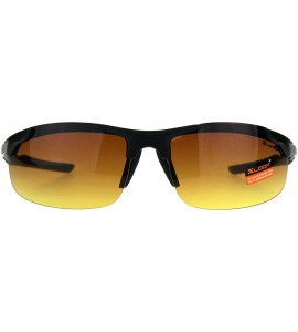 Rimless Xloop HD Lens Sunglasses High Definition Mens Half Rim Wrap Around - Matte Black - CH18E65UZM4 $19.85