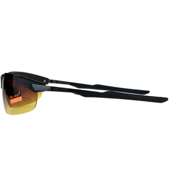 Rimless Xloop HD Lens Sunglasses High Definition Mens Half Rim Wrap Around - Matte Black - CH18E65UZM4 $19.85