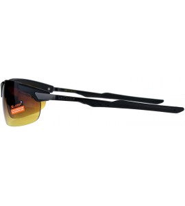 Rimless Xloop HD Lens Sunglasses High Definition Mens Half Rim Wrap Around - Matte Black - CH18E65UZM4 $19.85