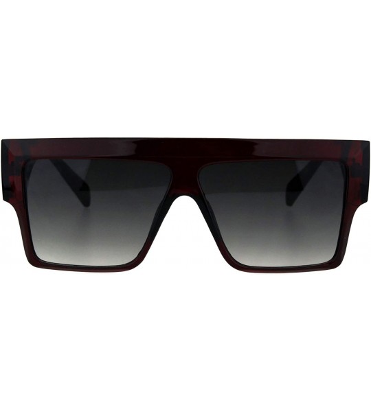 Square Flat Top Square Sunglasses Womens Modern Fashion Boyfriend Shades UV 400 - Burgundy - C118O8UM89E $19.55