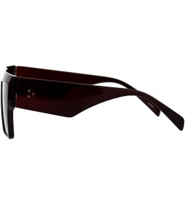 Square Flat Top Square Sunglasses Womens Modern Fashion Boyfriend Shades UV 400 - Burgundy - C118O8UM89E $19.55