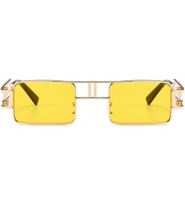 Sport Steampunk Rectangular Sunglasses Men Gold Black Red Flat Top Square Sun Glasses - Yellow - CE18C5SAS62 $26.01