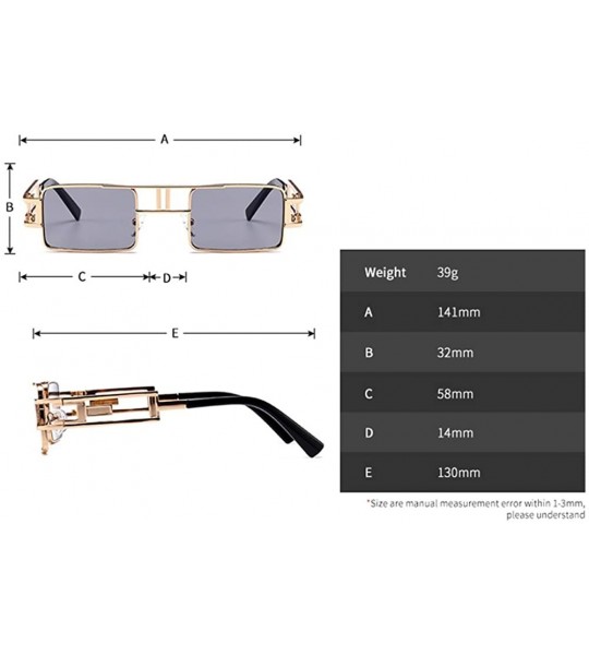 Sport Steampunk Rectangular Sunglasses Men Gold Black Red Flat Top Square Sun Glasses - Yellow - CE18C5SAS62 $26.01