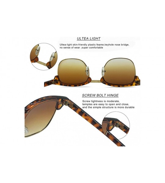 Rimless Womens Sunglasses Classic Retro Style UV Protection - Half Frame Brown - CM198SCRWMQ $21.19