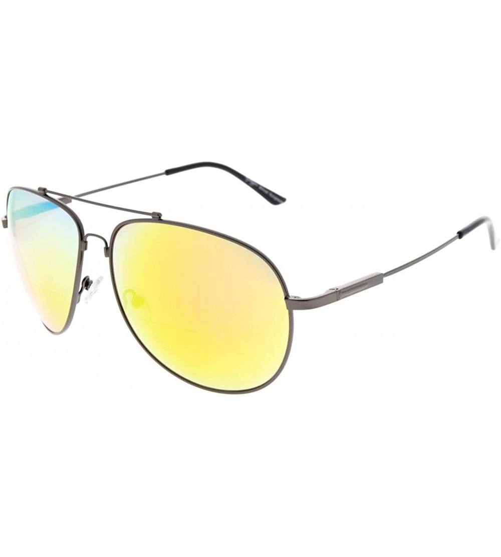 Rectangular Large Bifocal Sunglasses Polit Style Sunshine Readers with Bendable Memory Bridge and Arm - CJ180365OT2 $47.23