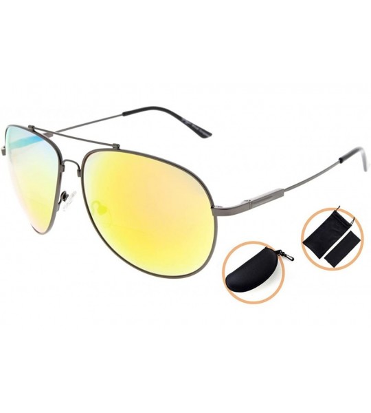 Rectangular Large Bifocal Sunglasses Polit Style Sunshine Readers with Bendable Memory Bridge and Arm - CJ180365OT2 $47.23