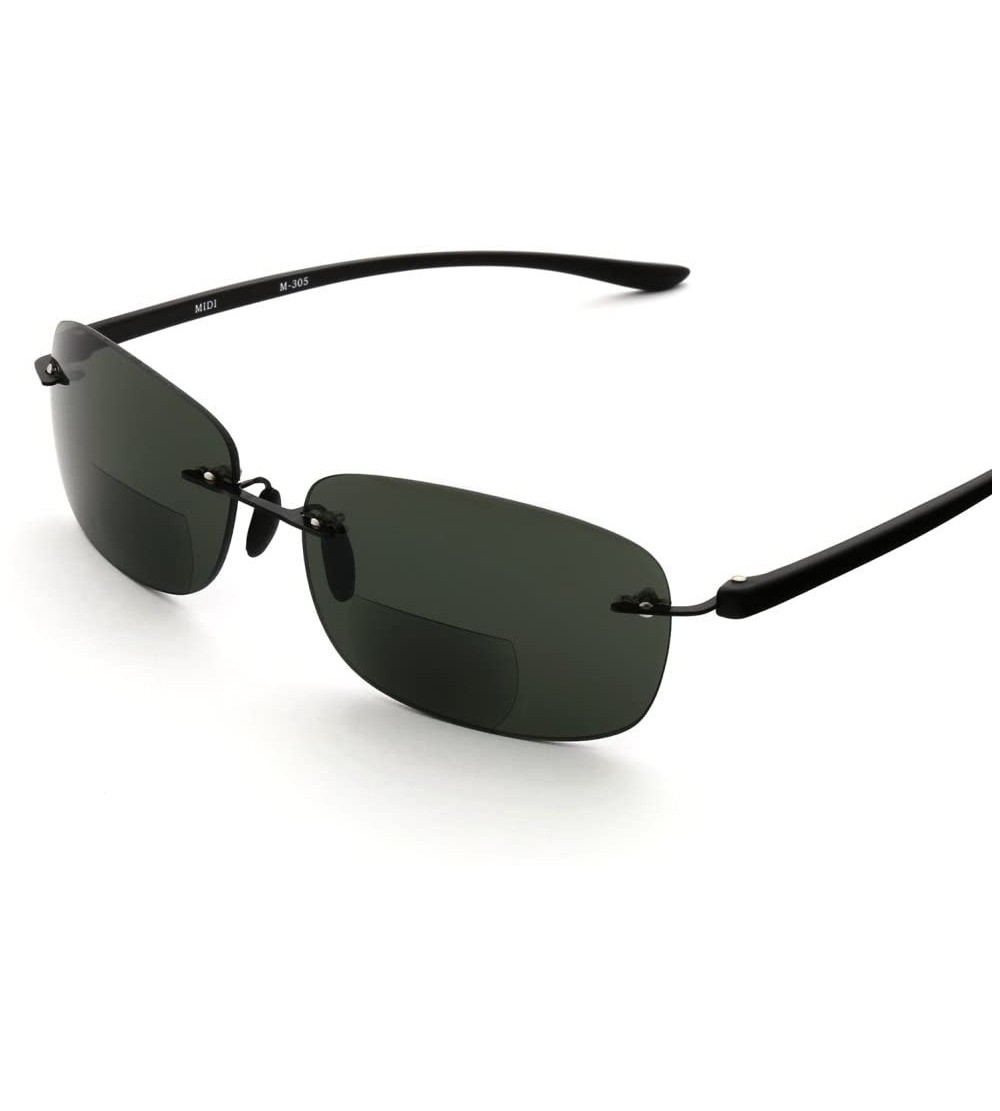 Square Reading Sunglasses Designed Available - Black Bridge/Classic Green Lens - C1185D88X6X $35.37