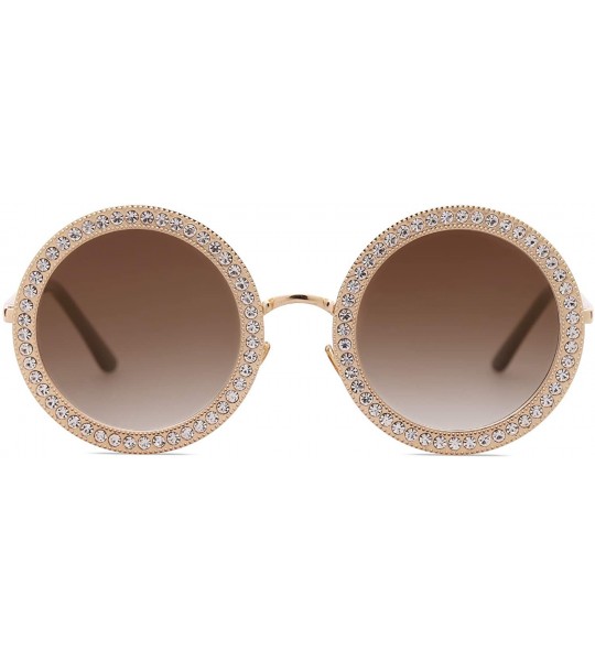 Cat Eye Round Oversized Rhinestone Sunglasses for Women Festival Sunglasses SJ1095 - CF18CQYS4NS $27.96