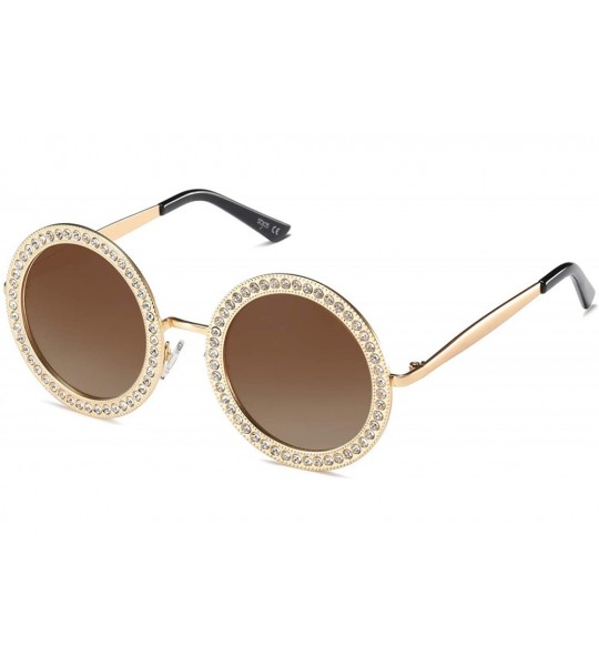 Cat Eye Round Oversized Rhinestone Sunglasses for Women Festival Sunglasses SJ1095 - CF18CQYS4NS $27.96