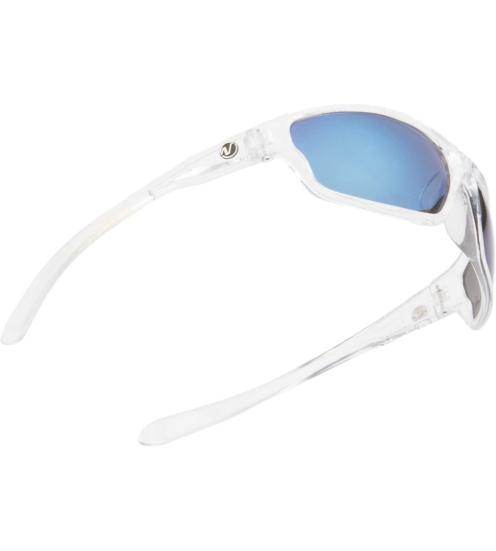 Rectangular Men's Rectangular Sports Wrap 65mm Polarized Sunglasses - Crystal Clear- Blue Mirror Lens - CX19572QHIR $20.52