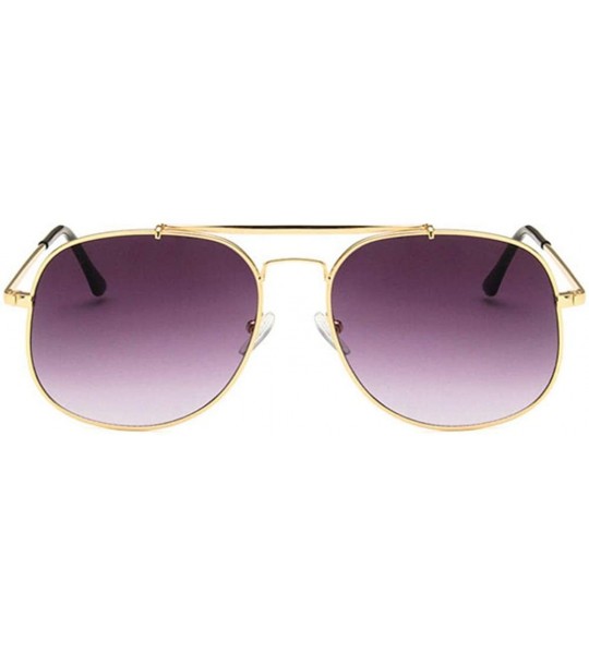 Oval Unisex Eyewear Metal Frame with Case UV400 Protection Couple Sunglasses - Gold Frame/Gradient Purple Lens - CO18WOEQHX7 ...