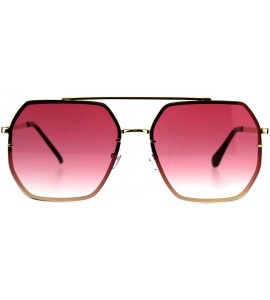 Oversized Square Heptagon Shape Sunglasses Retro Fashion Unisex Shades UV 400 - Gold (Pink) - CK18G2LM7UA $23.65