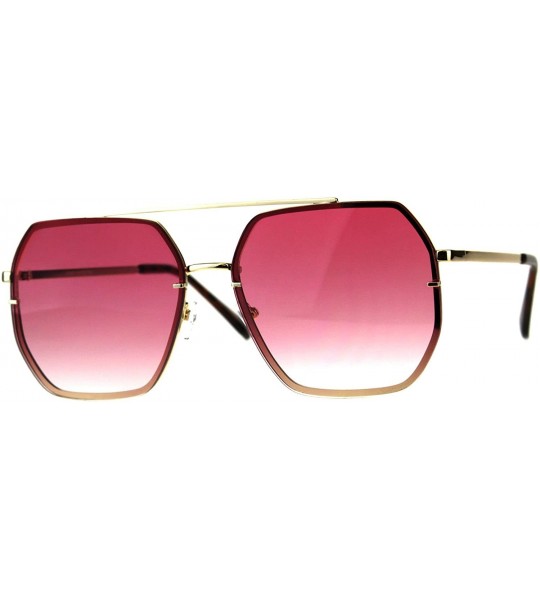 Oversized Square Heptagon Shape Sunglasses Retro Fashion Unisex Shades UV 400 - Gold (Pink) - CK18G2LM7UA $23.65