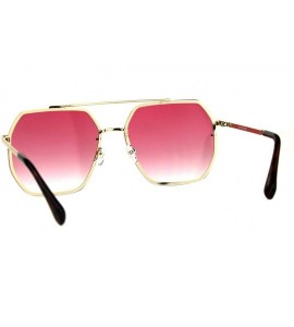 Oversized Square Heptagon Shape Sunglasses Retro Fashion Unisex Shades UV 400 - Gold (Pink) - CK18G2LM7UA $23.65