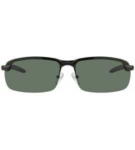 Rectangular Men Stylish Ultra Light Rectangular Metal Frame Sunglasses Polarized Lens - Black-green - CB18IE4Q6TS $18.12